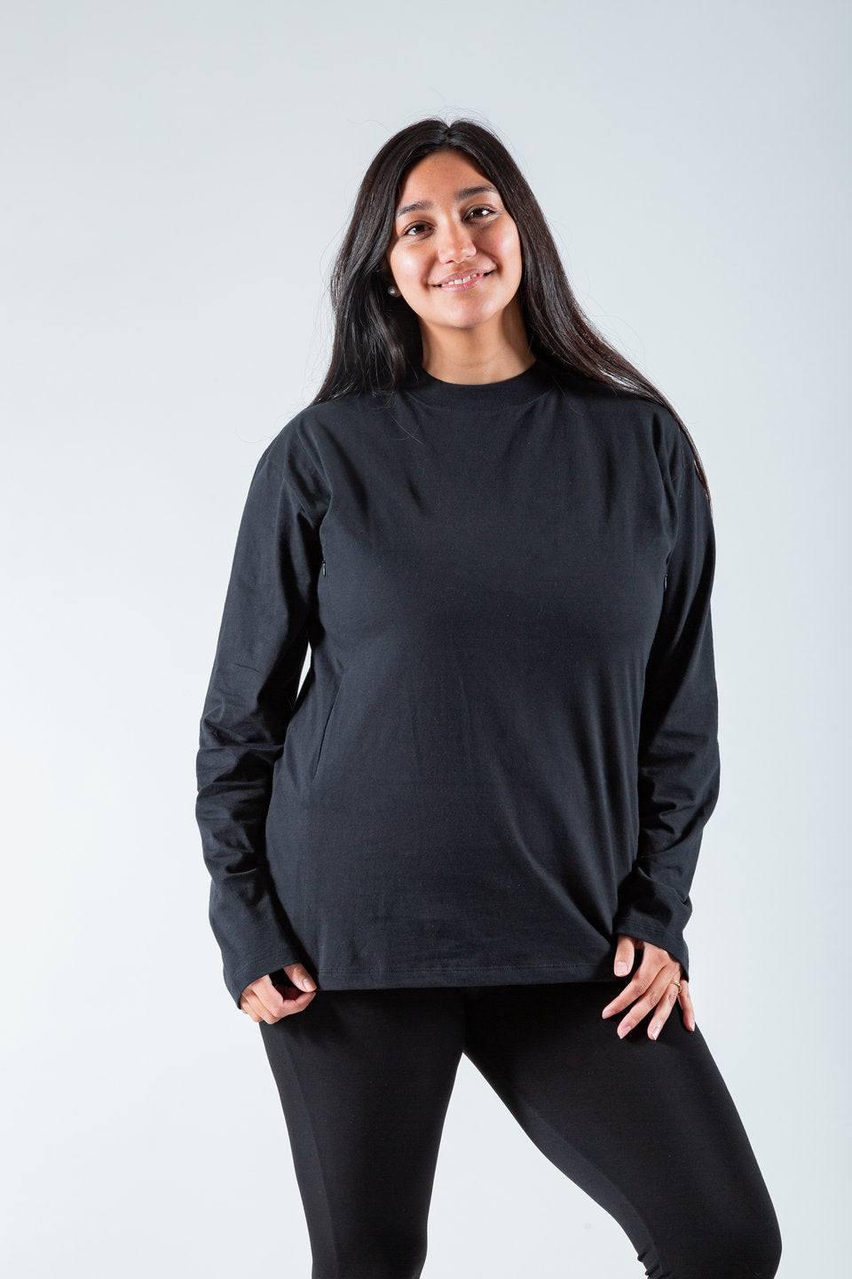 Polera de Lactancia Tere (Manga Larga) Color Negro - Manabu