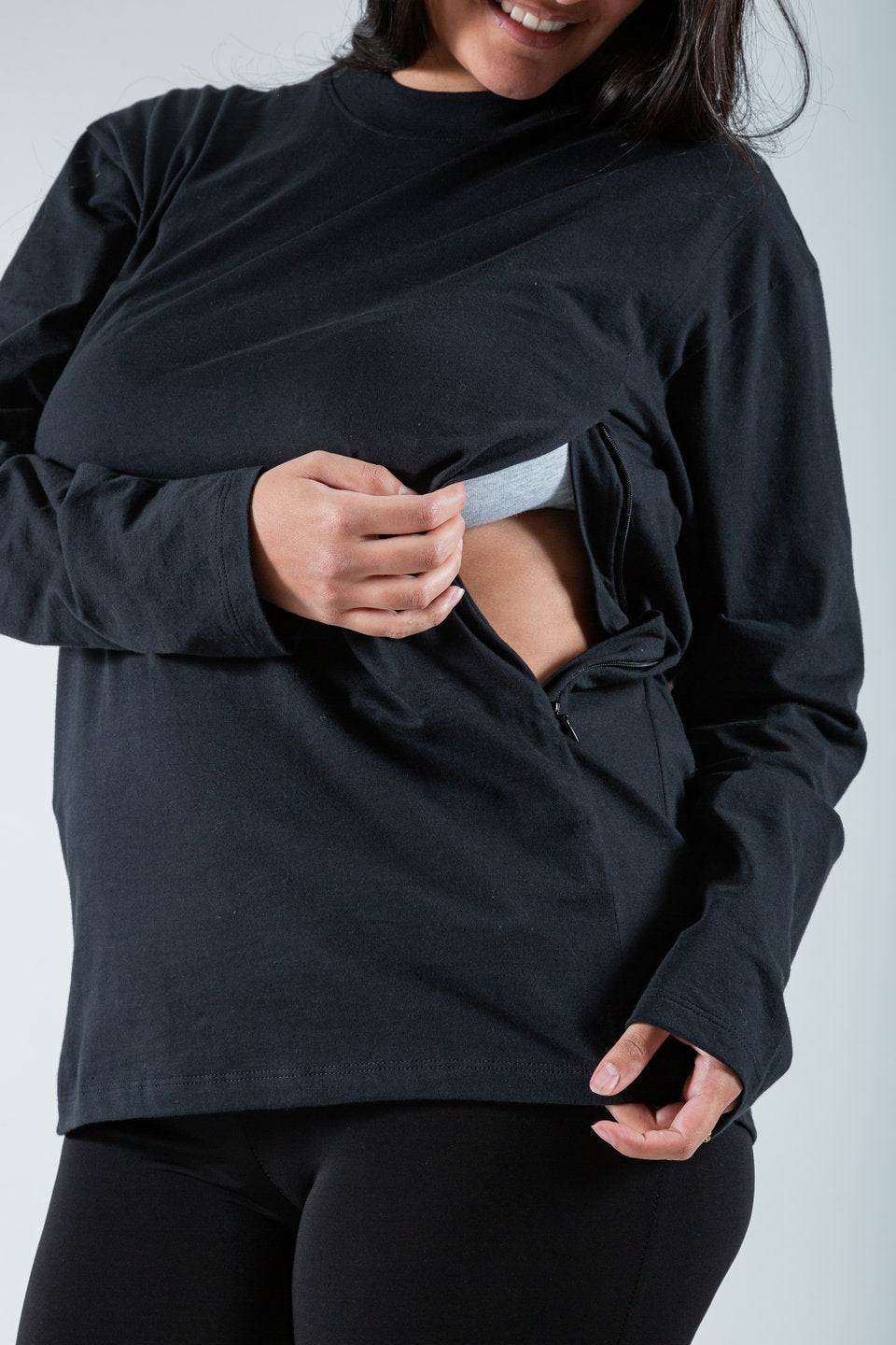 Polera de Lactancia Tere (Manga Larga) Color Negro