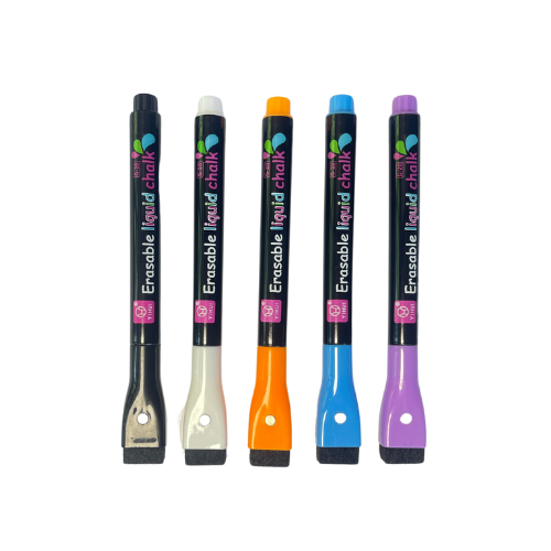 Set de 5 Lápices de Tiza Líquida con Imán y Borrador. Tipo B