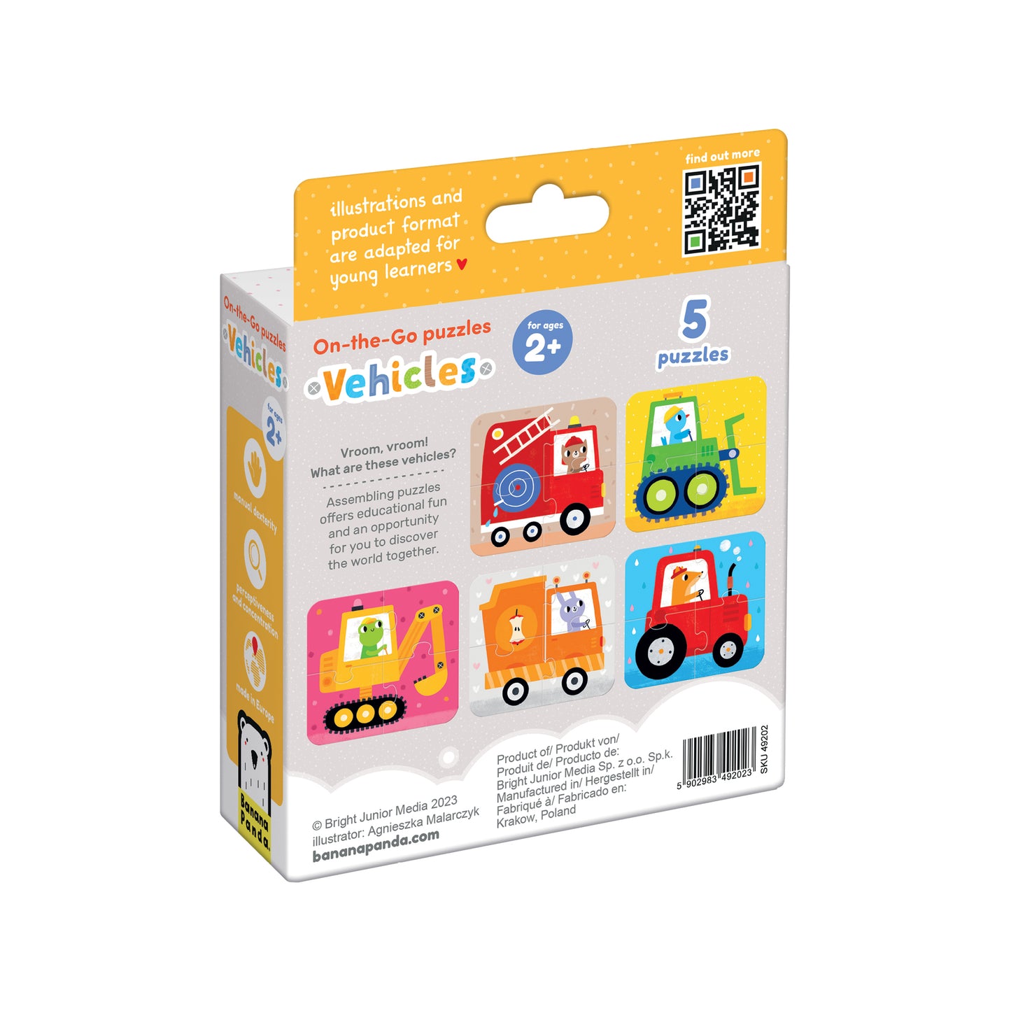 Puzzle On The Go Vehicles (20 piezas, 5 puzzles) 2+