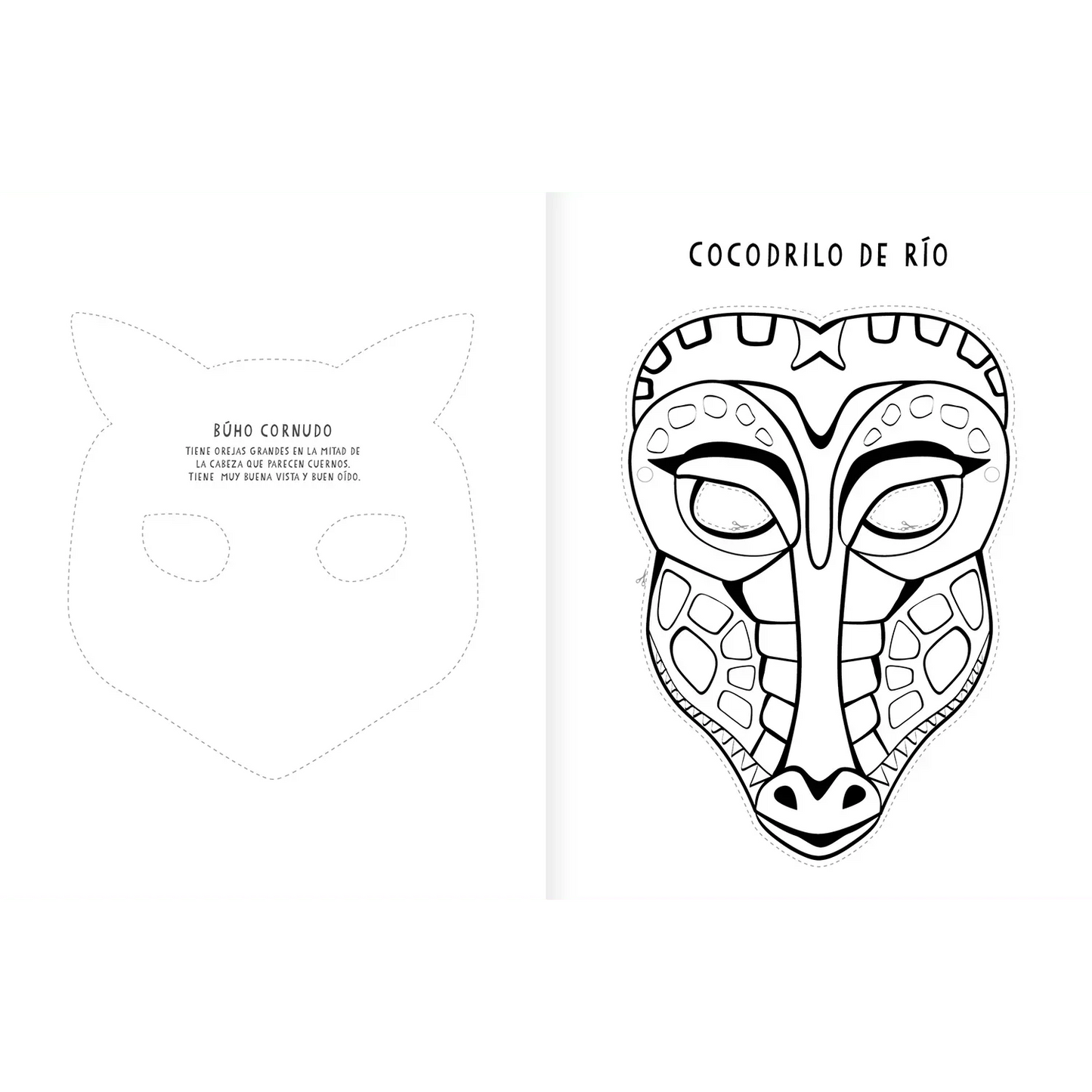 Máscaras. Pinta y recorta (colorea, recorta y juega con máscaras) - Manabu