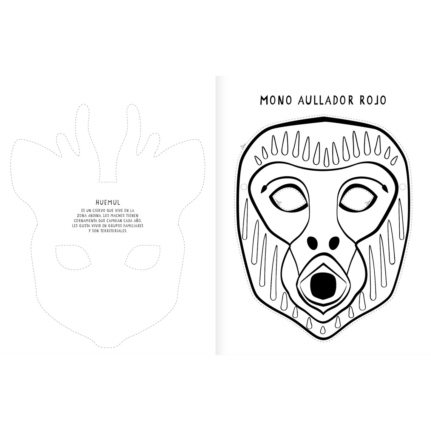 Máscaras. Pinta y recorta (colorea, recorta y juega con máscaras) - Manabu