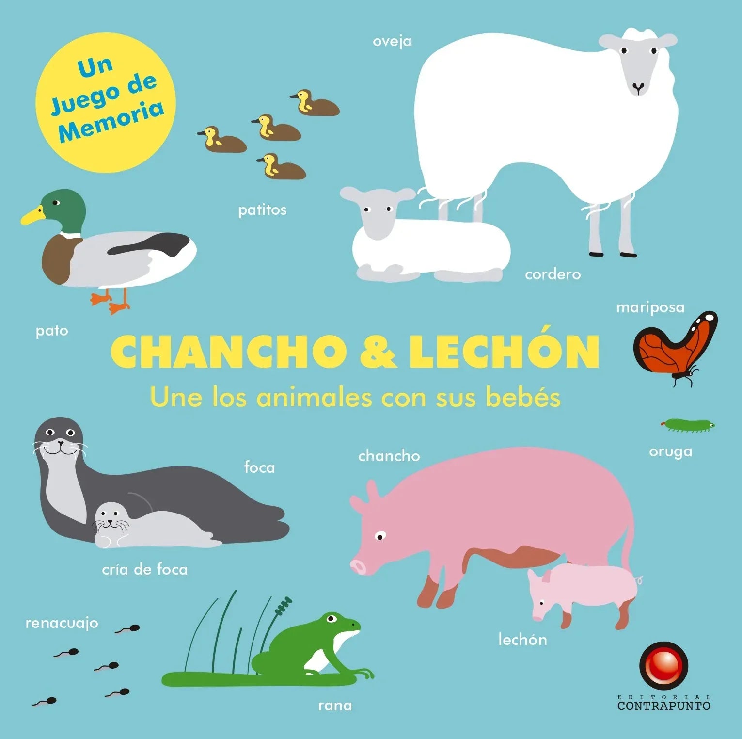 Chancho & lechón. Une los animales con sus bebés (juego de memoria) - Manabu