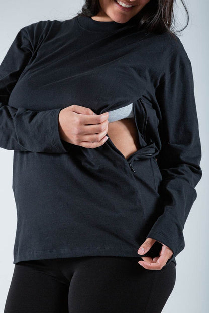 Polera de Lactancia Tere (Manga Larga) Color Negro