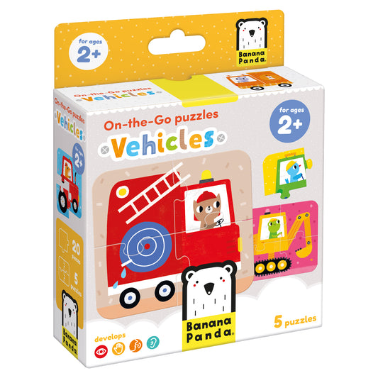 Puzzle On The Go Vehicles (20 piezas, 5 puzzles) 2+