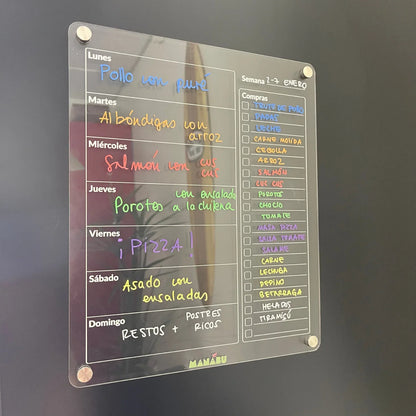 Menú Semanal de Comidas y Compras + 5 Lápices tiza líquida tipo A - Manabu