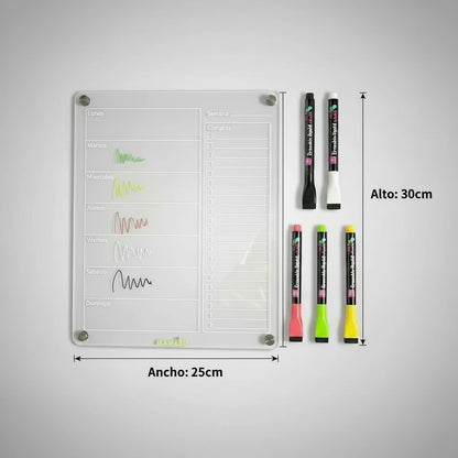 Menú Semanal de Comidas y Compras + 5 Lápices tiza líquida tipo A