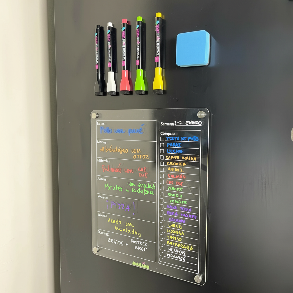 Menú Semanal de Comidas y Compras + 5 Lápices tiza líquida tipo A - Manabu