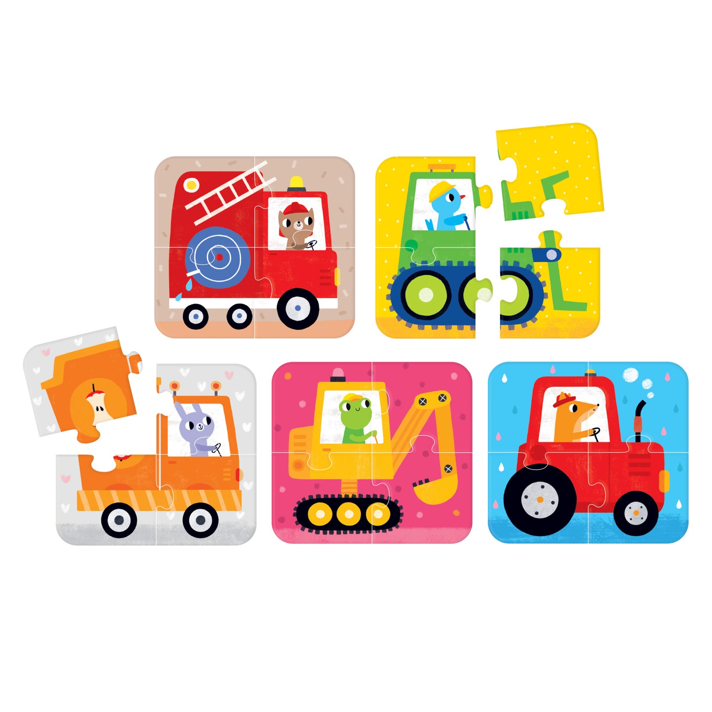 Puzzle On The Go Vehicles (20 piezas, 5 puzzles) 2+