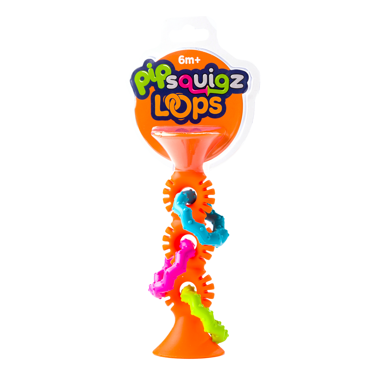 Pip Squigz Loop™ Naranjo, mordedor y sonajero sensorial 6m+