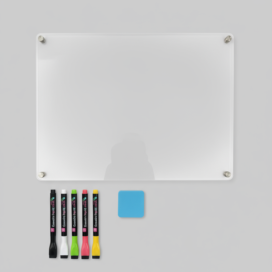 Pizarra acrílica lisa magnética + 5 Lápices tiza líquida tipo A