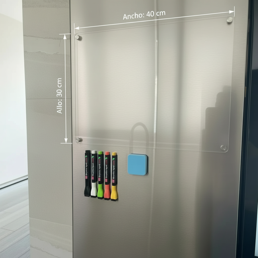Pizarra acrílica lisa magnética + 5 Lápices tiza líquida tipo A