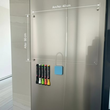 Pizarra acrílica lisa magnética + 5 Lápices tiza líquida tipo A
