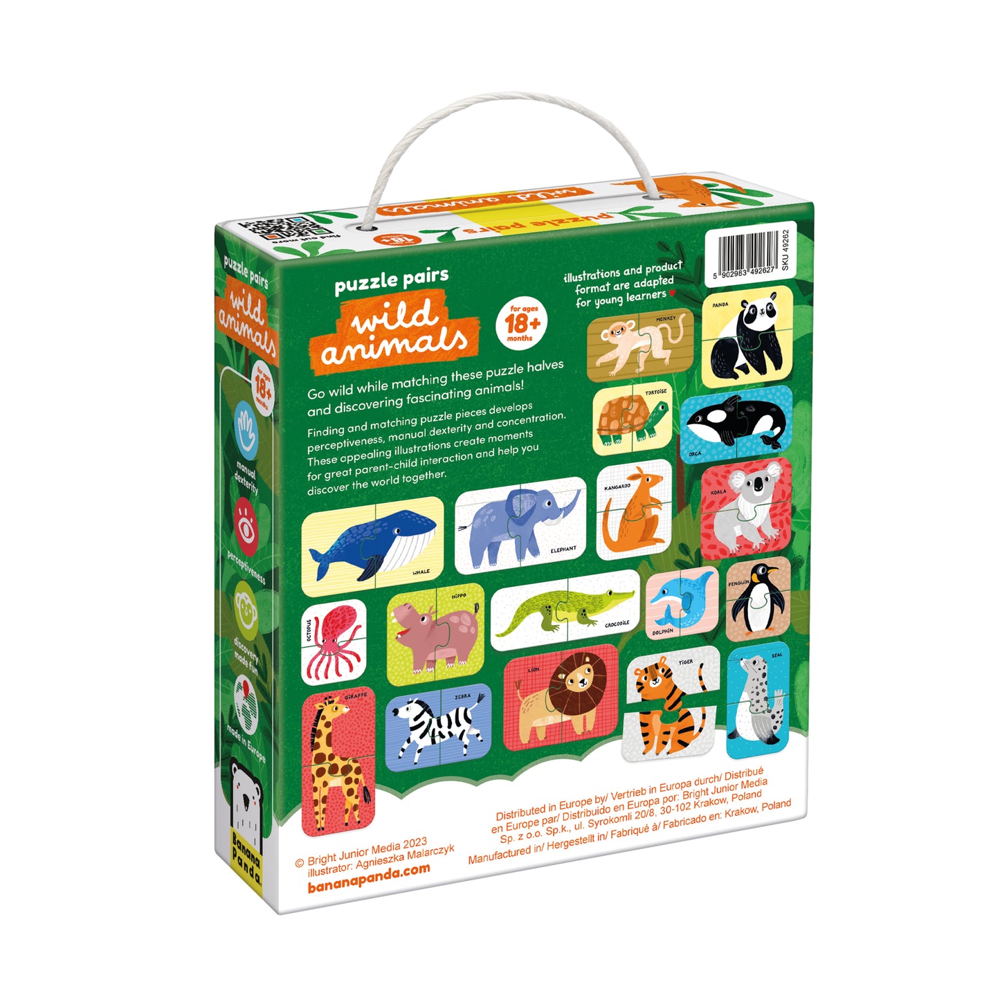 Puzzle Pairs Wild Animals (36 piezas, 18 puzzles) 18M+