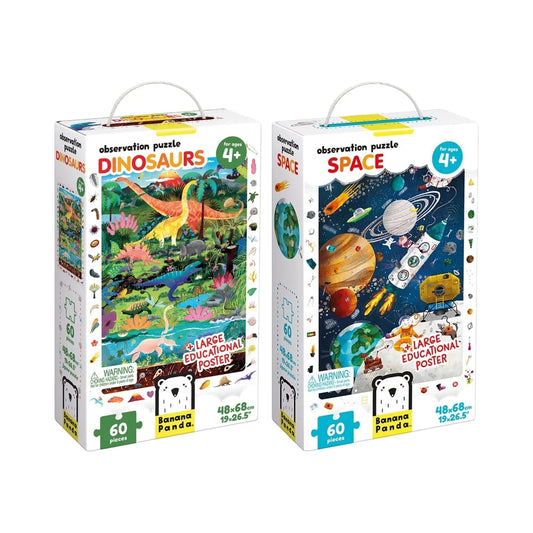 Pack 4 años +:  Puzzles Dinosaurios y Espacio