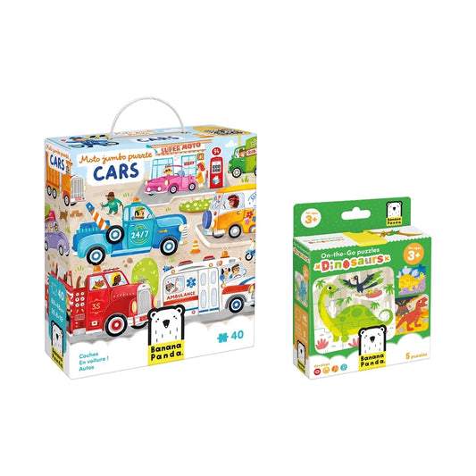 Pack 3 años +: Puzzles Autos y Dinosaurios
