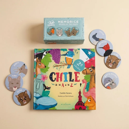 Pack: Chile (Libro Chile de la A a la Z + Memorice animales Chilenos)